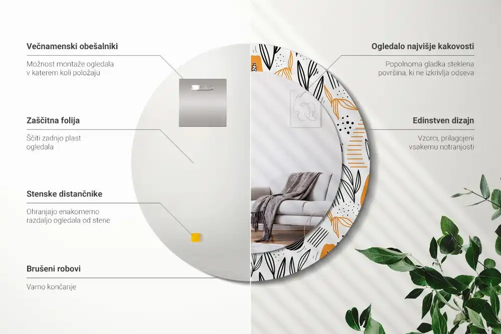 Round printed mirror Papayas