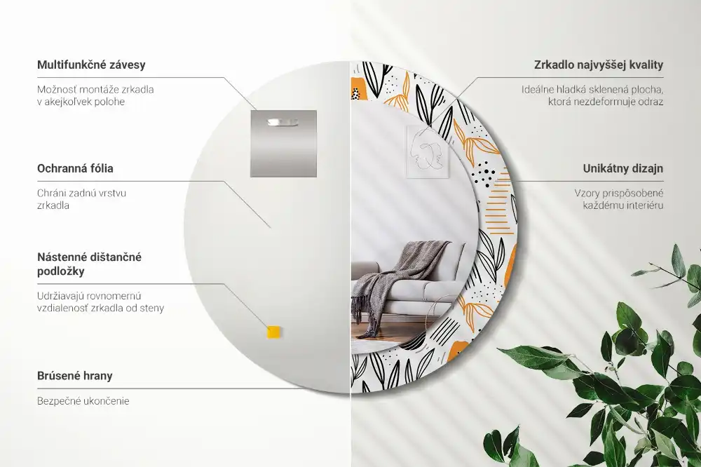 Round printed mirror Papayas