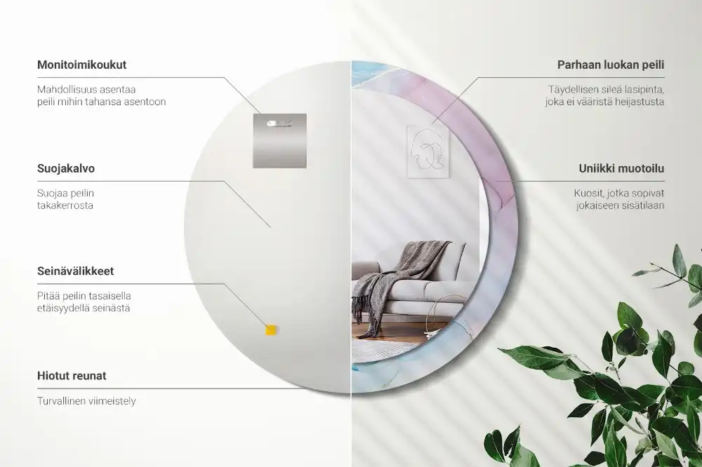 Round decorative mirror Marble style