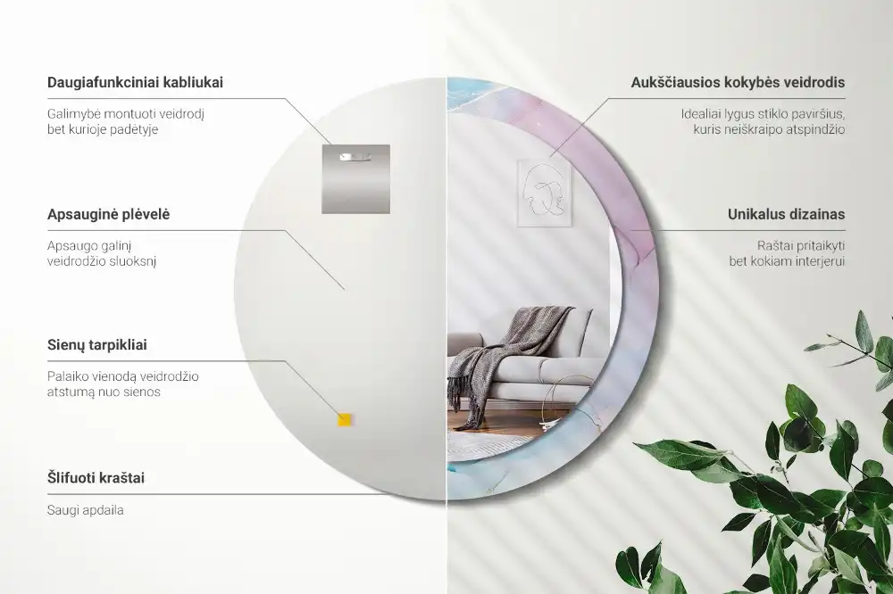 Round decorative mirror Marble style