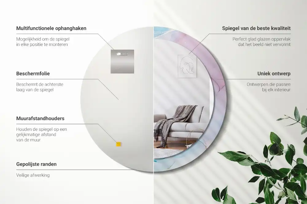 Round decorative mirror Marble style