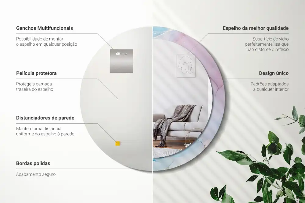 Round decorative mirror Marble style