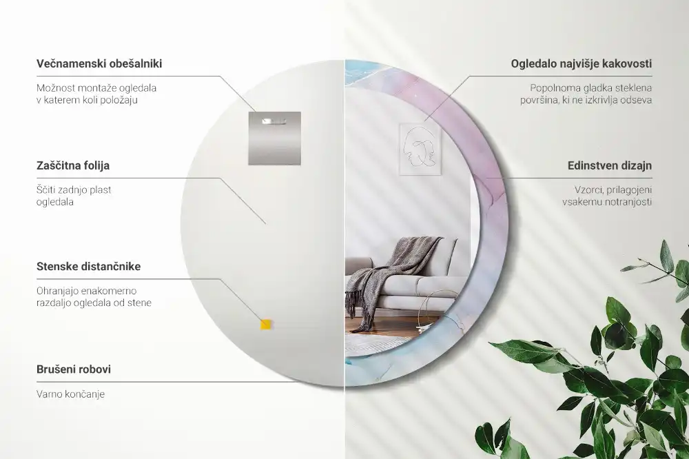 Round decorative mirror Marble style