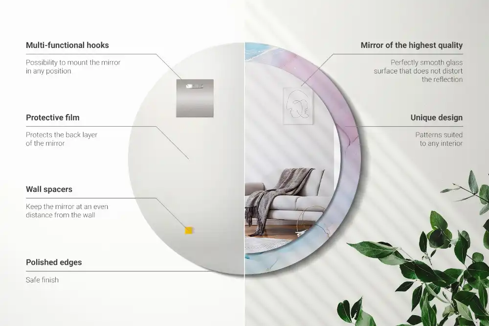 Round decorative mirror Marble style