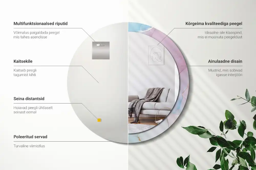 Round decorative mirror Marble style