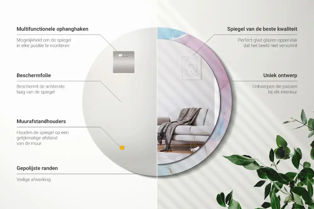 Round decorative mirror Marble style