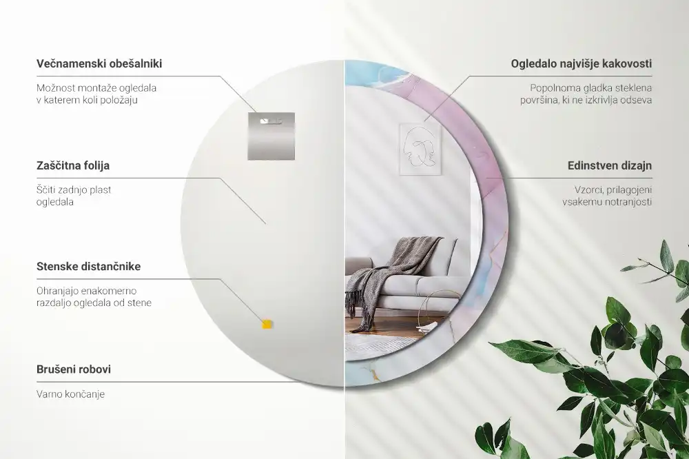 Round decorative mirror Marble style