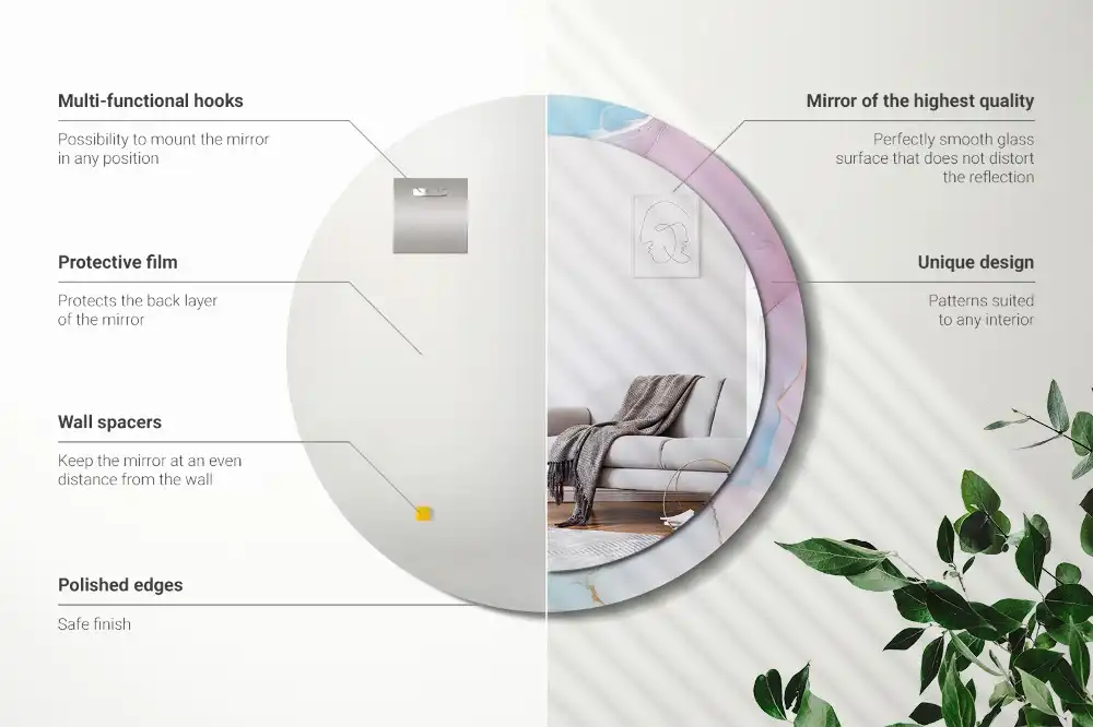 Round decorative mirror Marble style