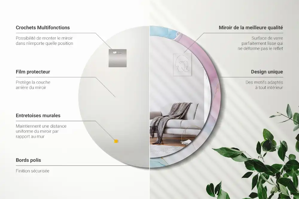 Round decorative mirror Marble style