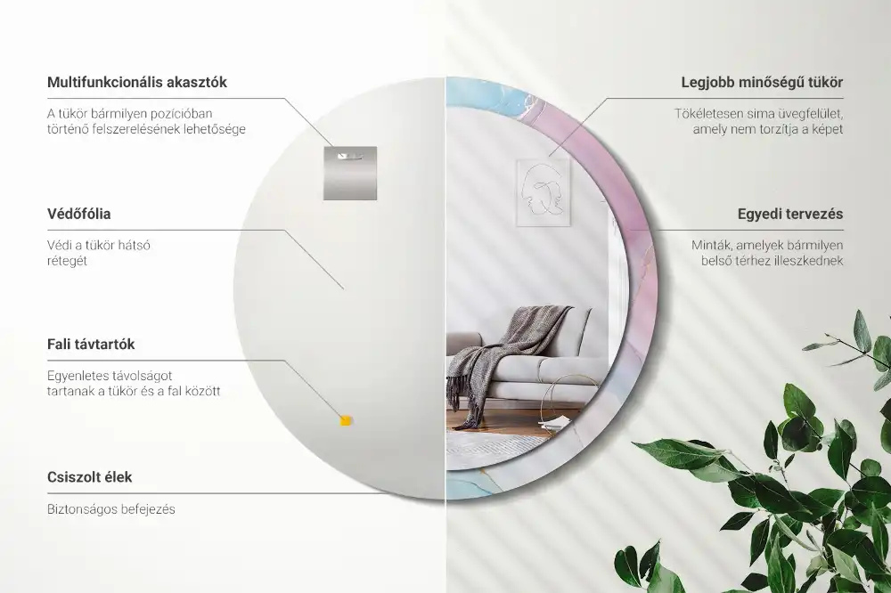 Round decorative mirror Marble style