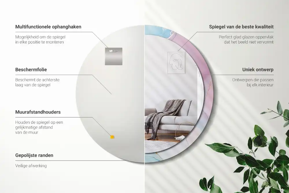 Round decorative mirror Marble style