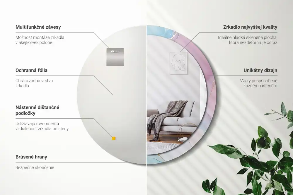 Round decorative mirror Marble style