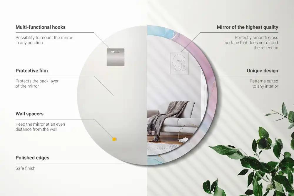 Round decorative mirror Marble style