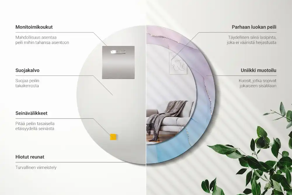 Round decorative mirror Marble style