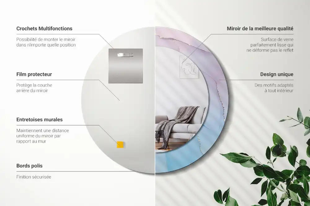 Round decorative mirror Marble style