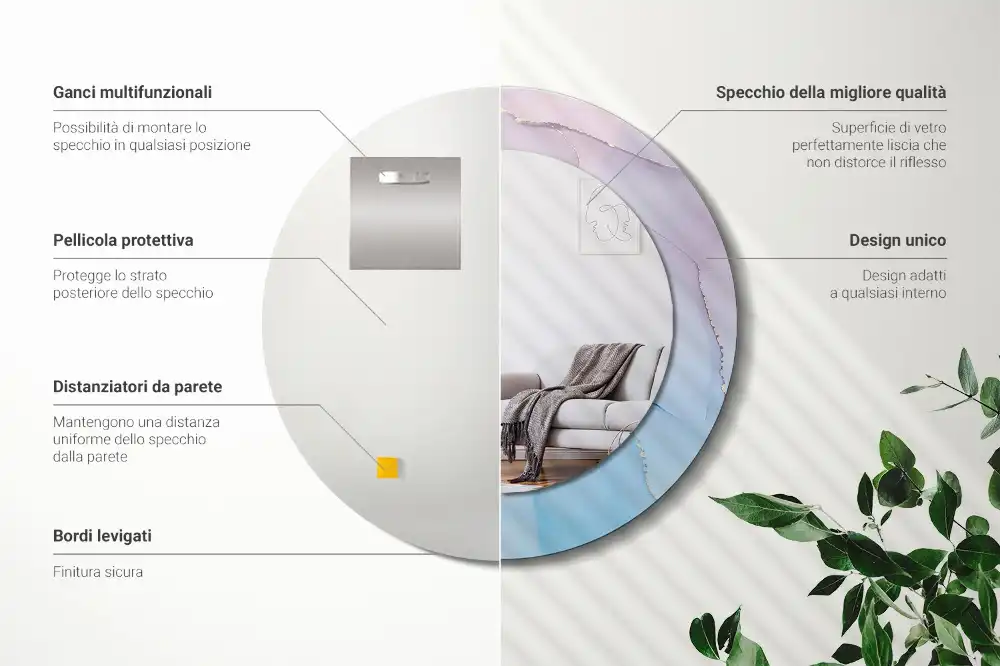 Round decorative mirror Marble style