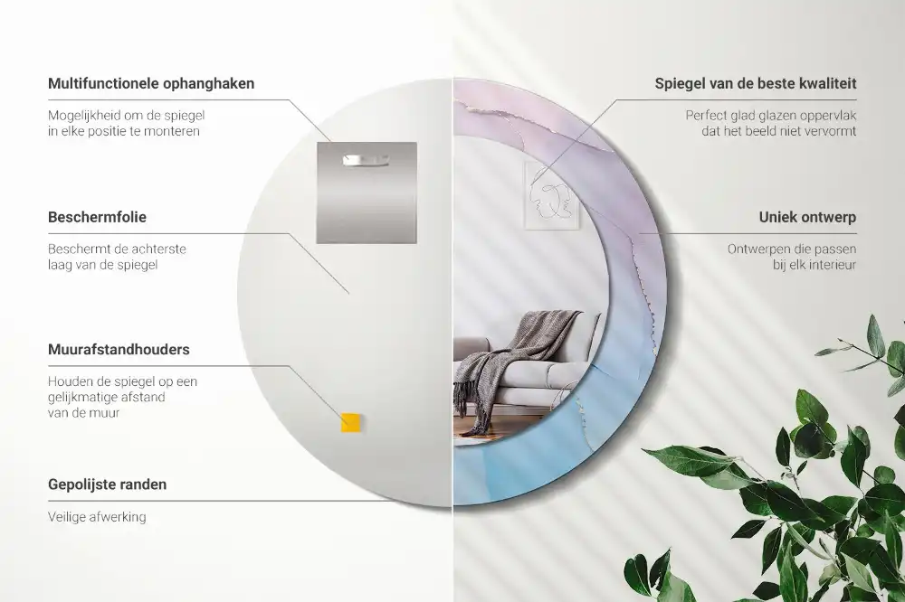 Round decorative mirror Marble style