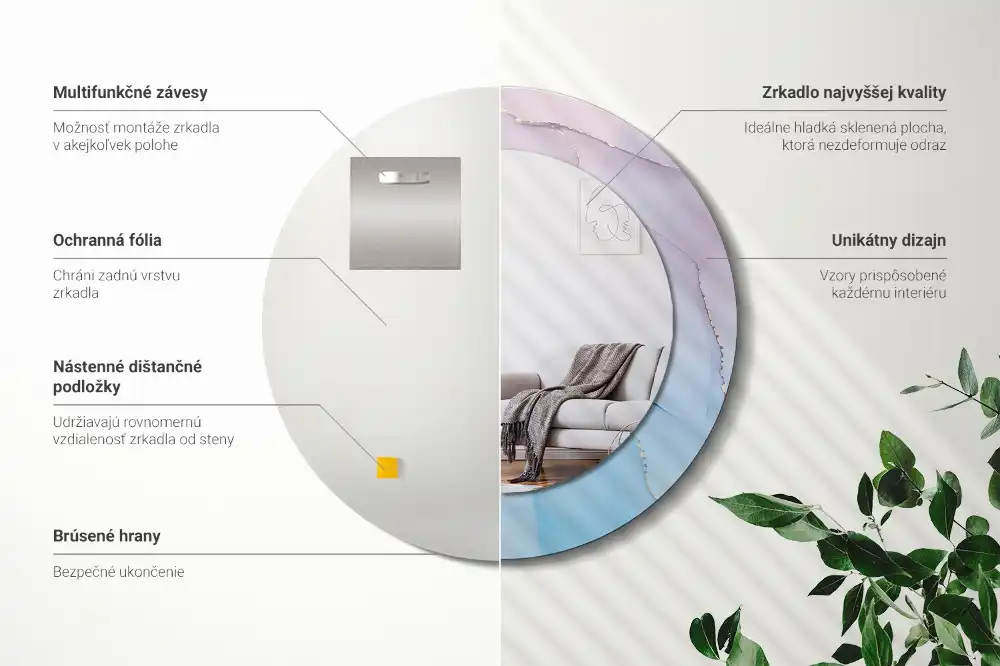 Round decorative mirror Marble style