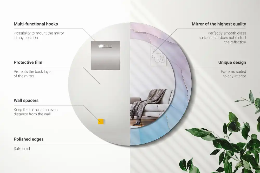 Round decorative mirror Marble style