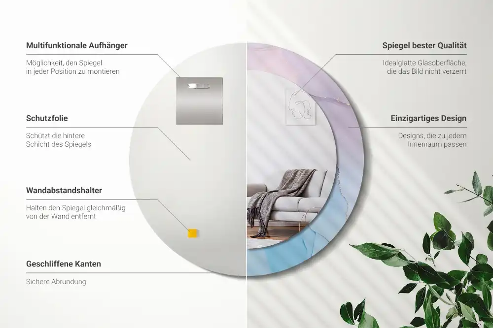 Round decorative mirror Marble style