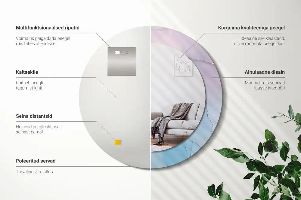 Round decorative mirror Marble style