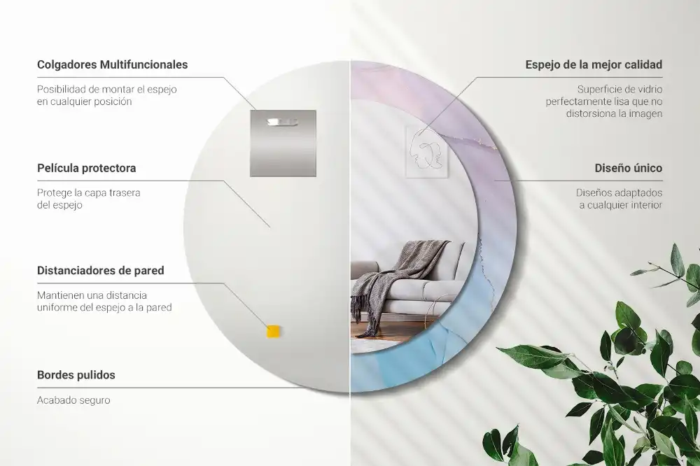 Round decorative mirror Marble style