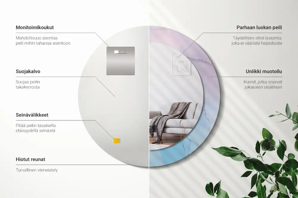 Round decorative mirror Marble style