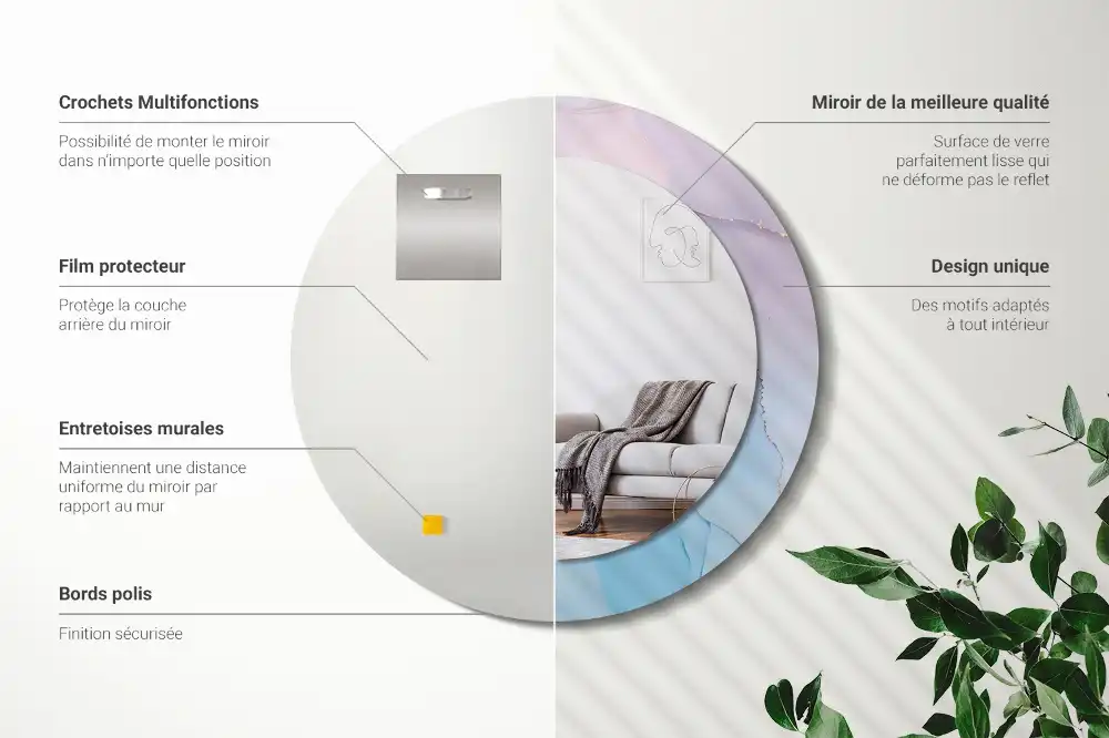 Round decorative mirror Marble style