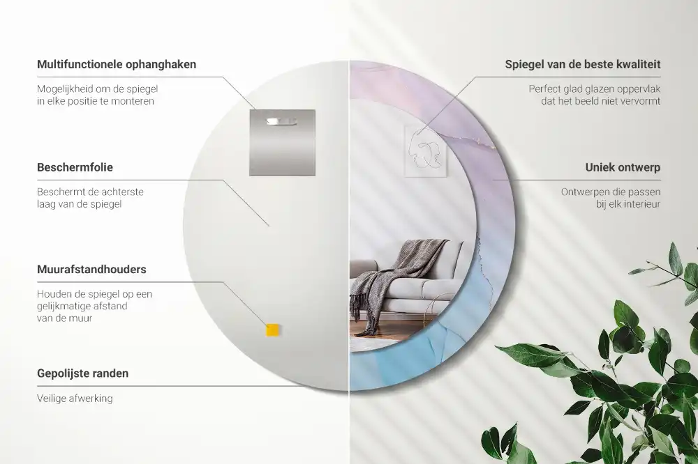 Round decorative mirror Marble style