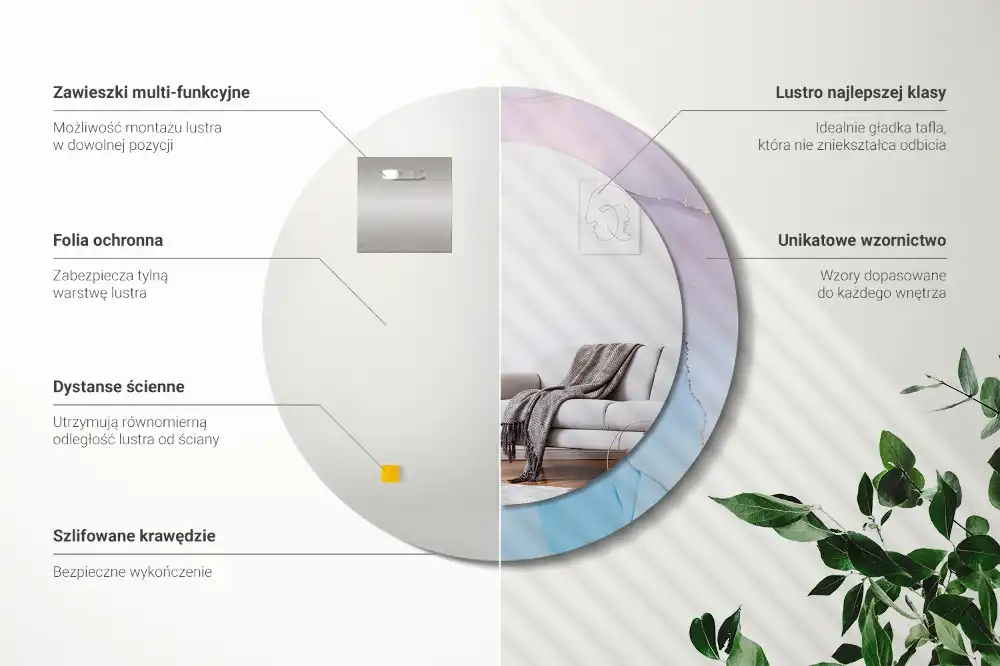 Round decorative mirror Marble style