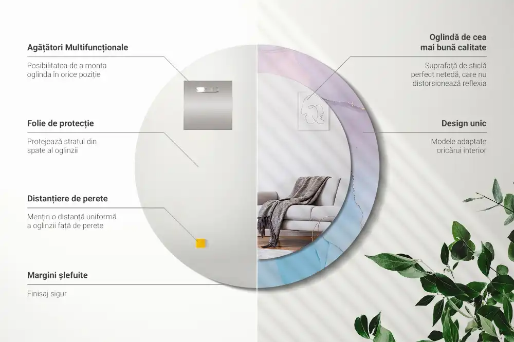 Round decorative mirror Marble style