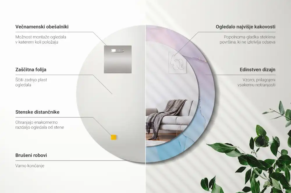 Round decorative mirror Marble style