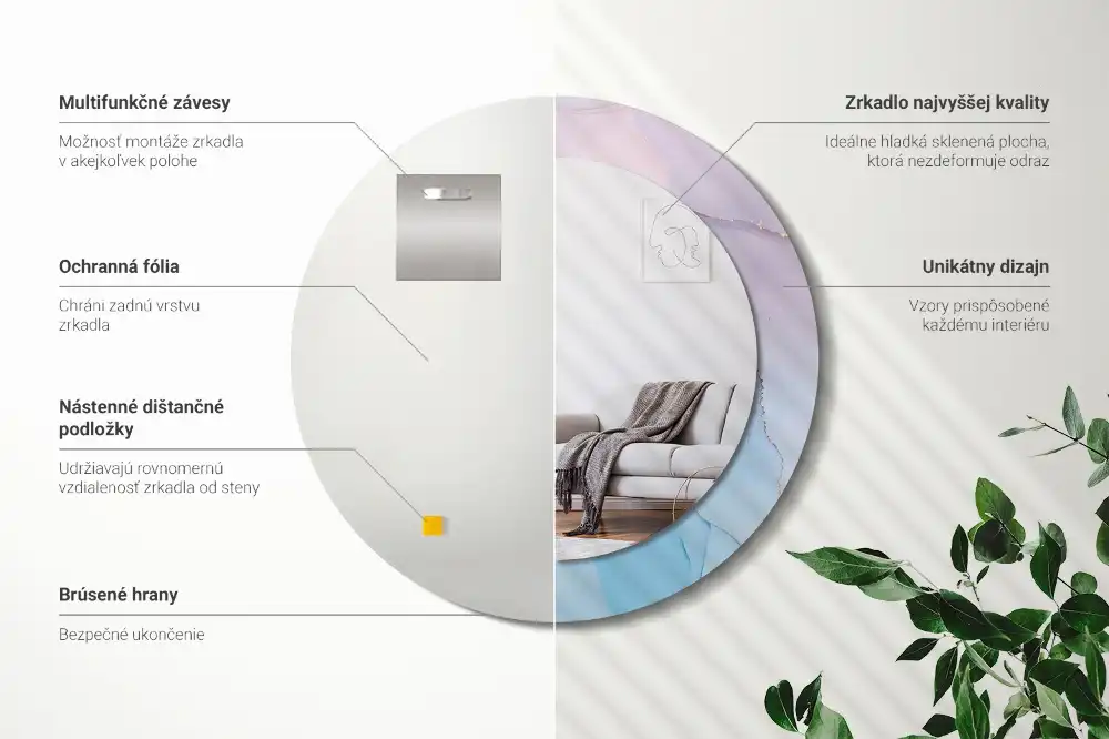 Round decorative mirror Marble style