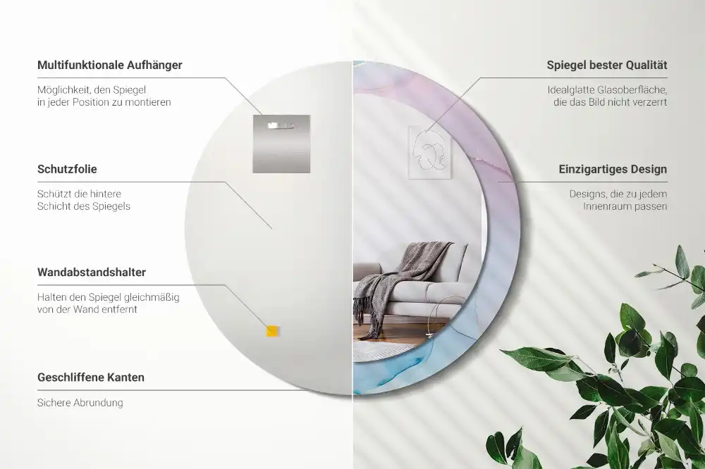 Round decorative mirror Marble style