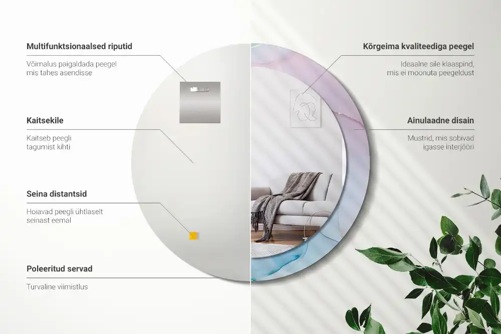 Round decorative mirror Marble style