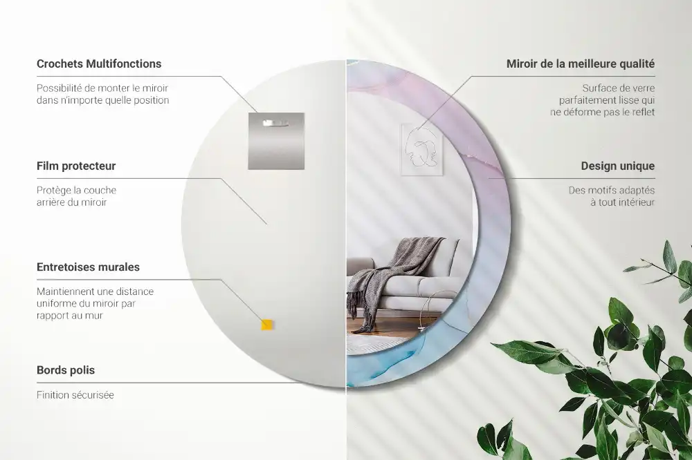 Round decorative mirror Marble style