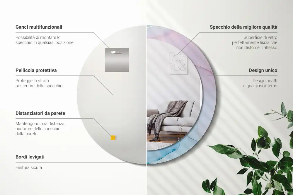 Round decorative mirror Marble style