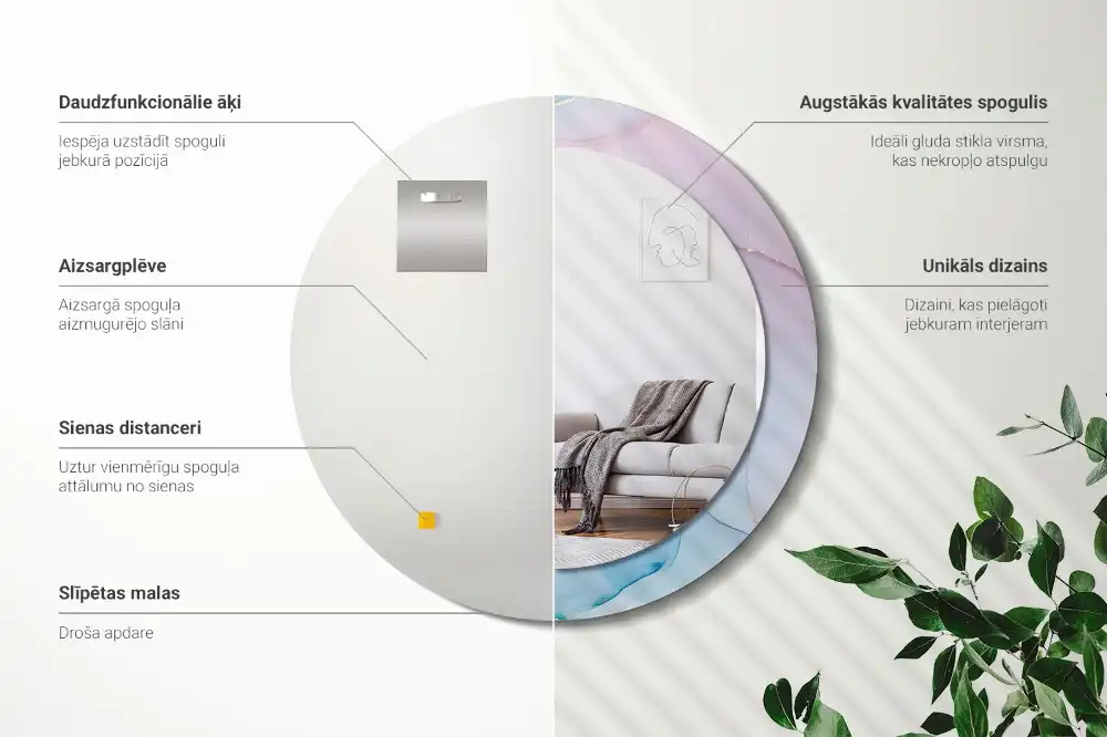 Round decorative mirror Marble style