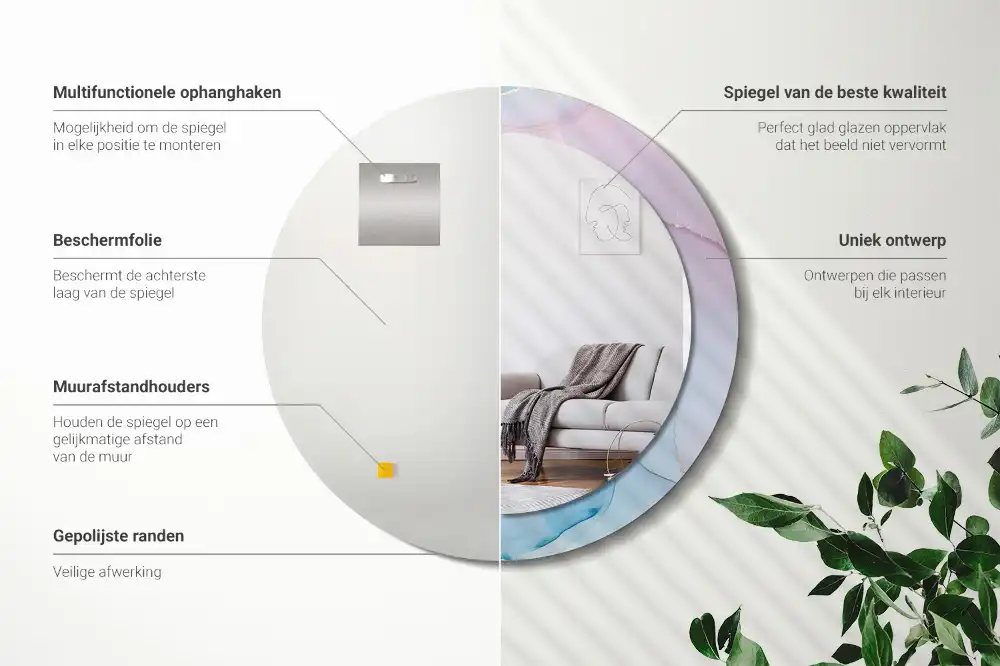 Round decorative mirror Marble style