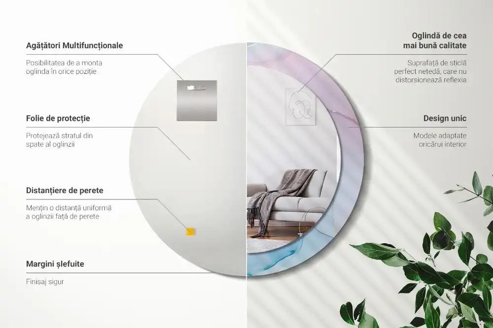 Round decorative mirror Marble style