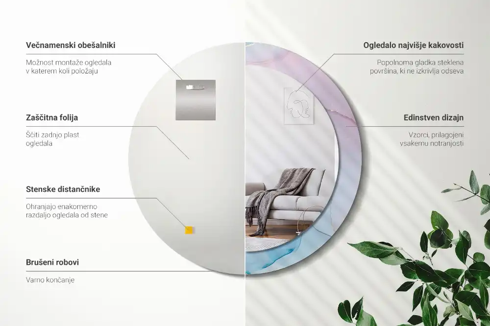 Round decorative mirror Marble style