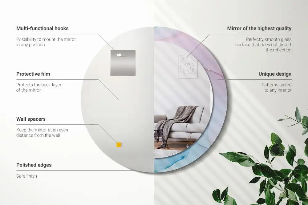 Round decorative mirror Marble style