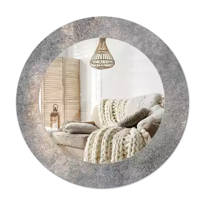 Round mirror frame with print Vintage concrete
