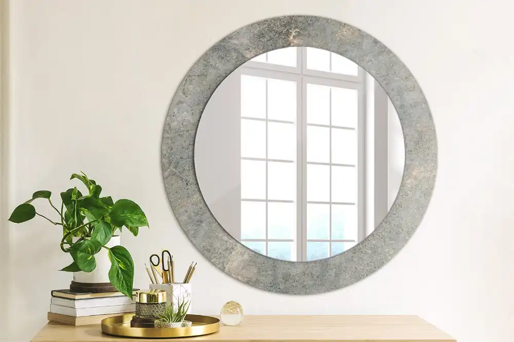 Round mirror frame with print Vintage concrete