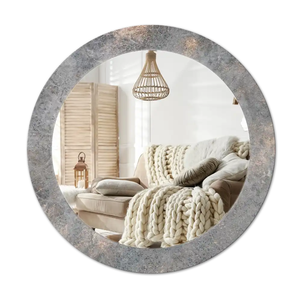 Round mirror frame with print Vintage concrete