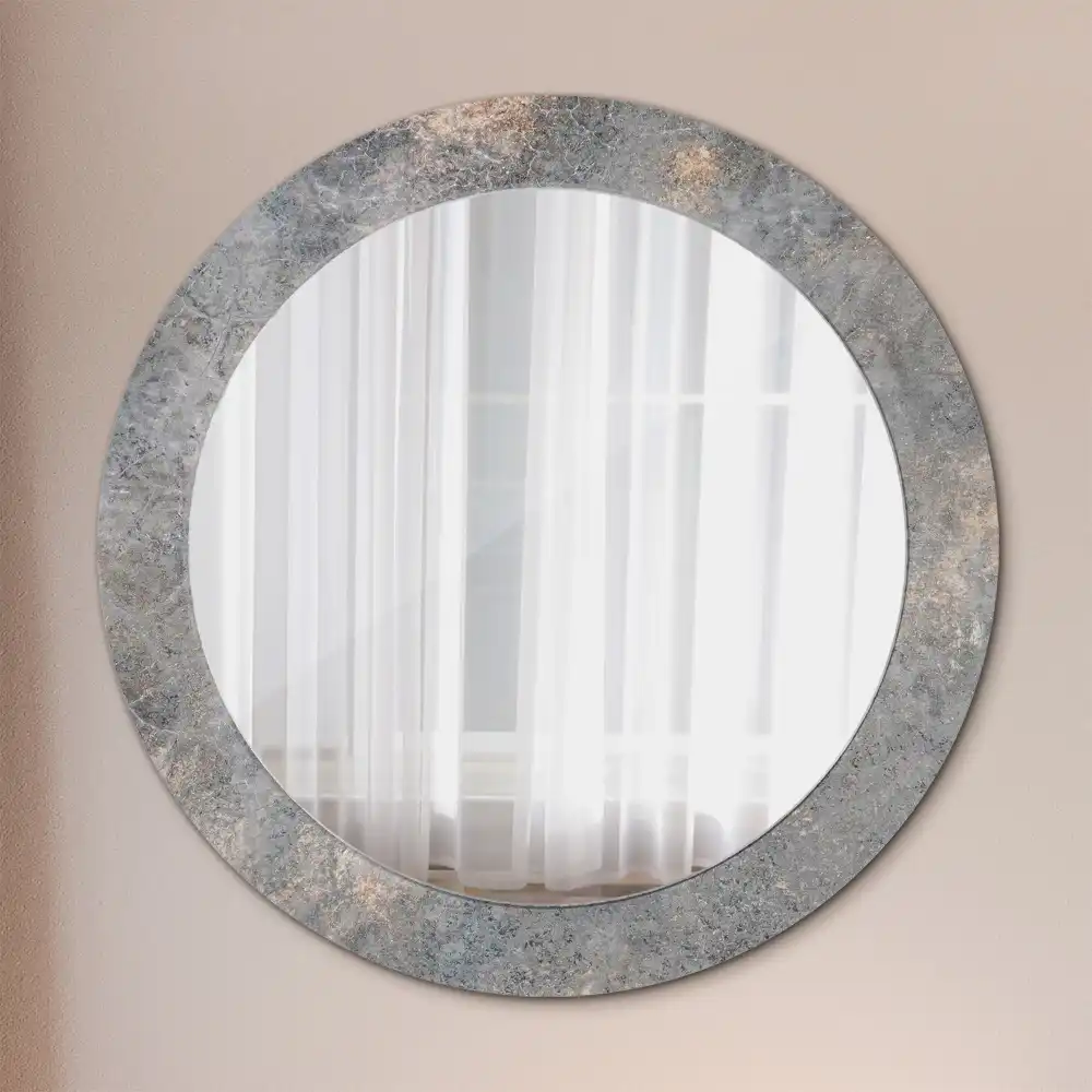 Round mirror frame with print Vintage concrete