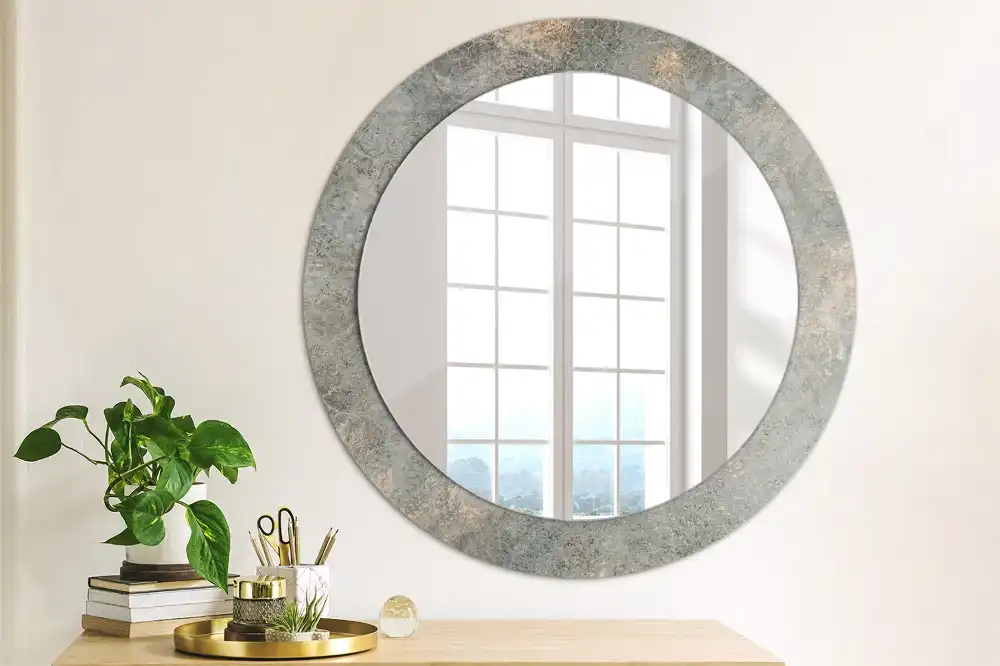 Round mirror frame with print Vintage concrete