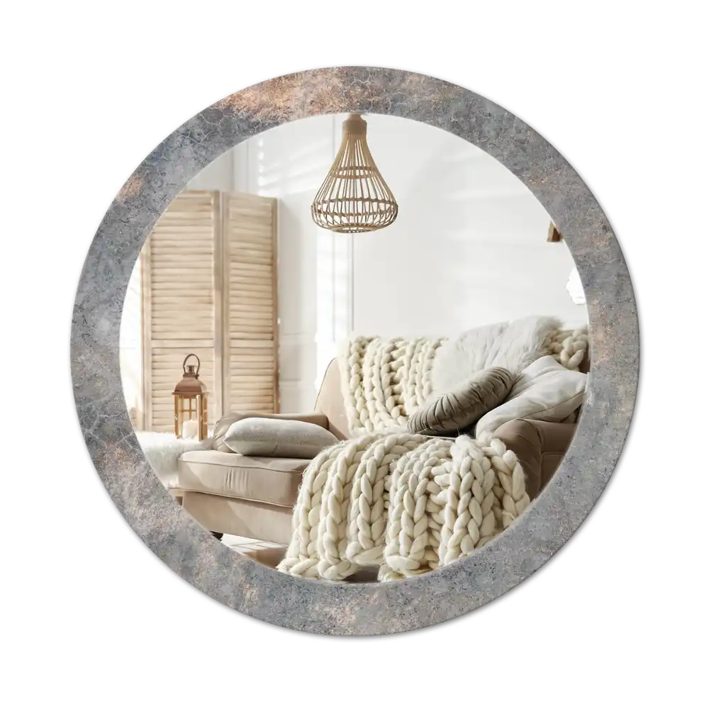 Round mirror frame with print Vintage concrete