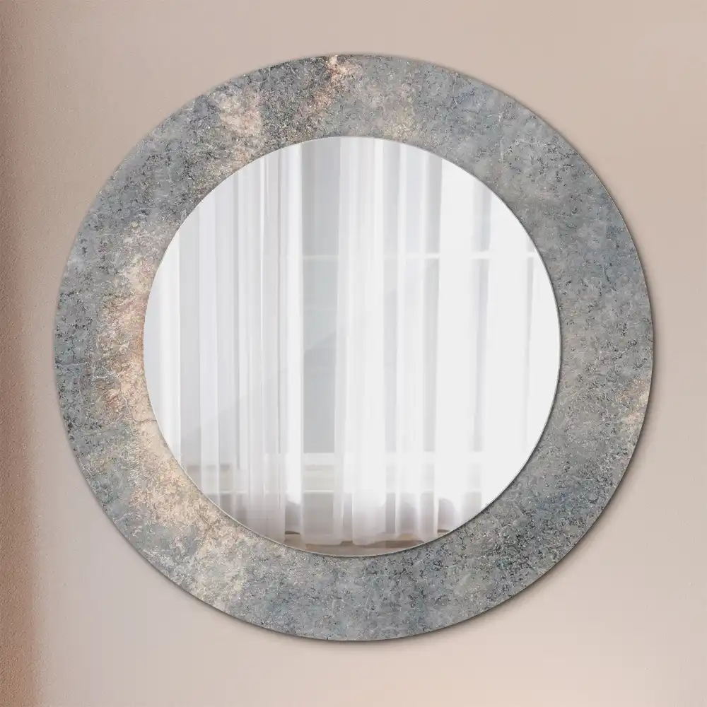 Round mirror frame with print Vintage concrete