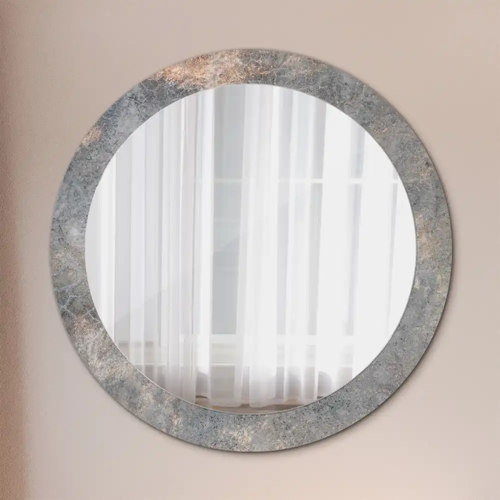 Round mirror frame with print Vintage concrete